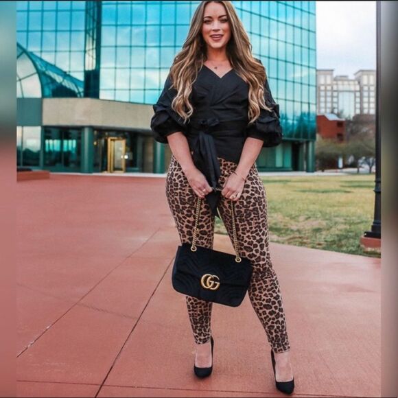 Good American Leopard Print Jeans Brown Size 28 High Rise Good Waist - Picture 11 of 13